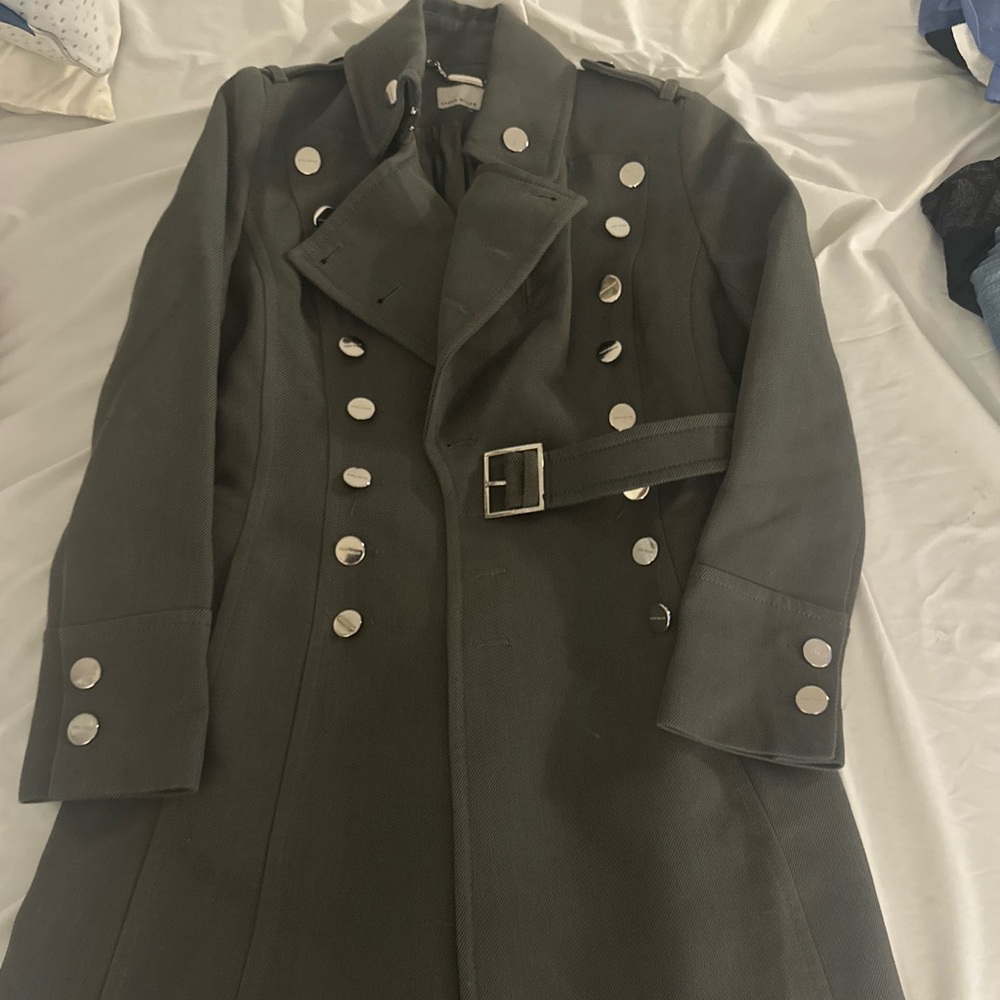 Karen Millen Charcoal Trench Coat with Metallic Buttons